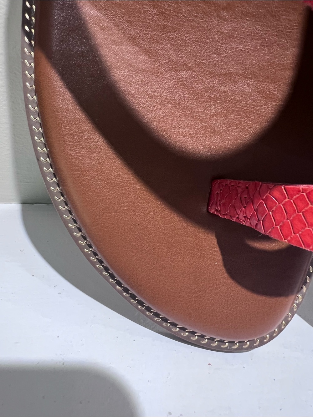 Franco Sarto Gem Red Snake Embossed Leather Toe Ring Slide Sandals Size 11M NWOT - Picture 3 of 7